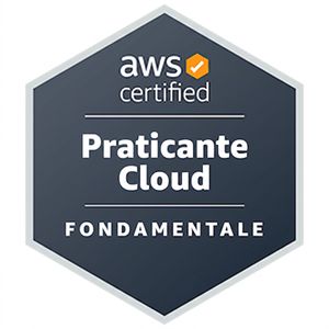 Badge per la certificazione AWS Cloud Practitioner
