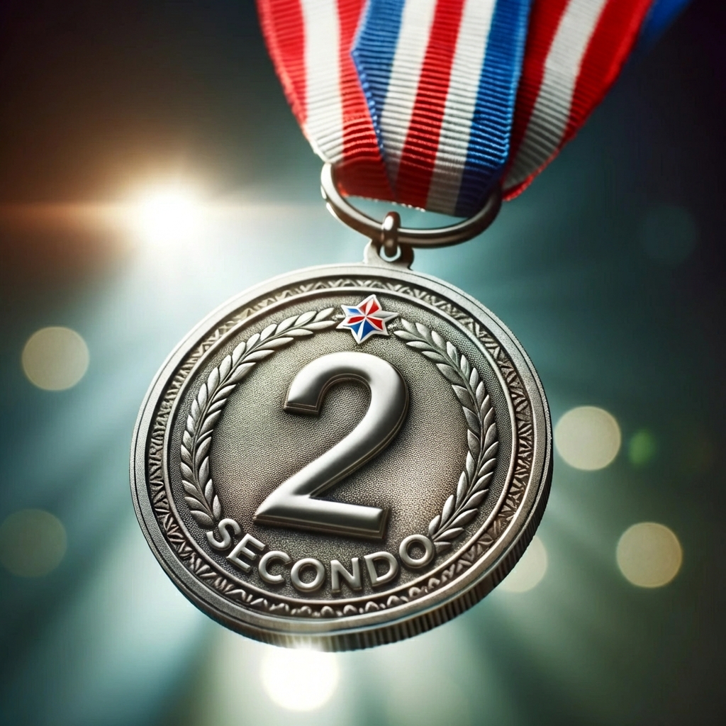 Un'immagine di una medaglia d'argento con il numero 2