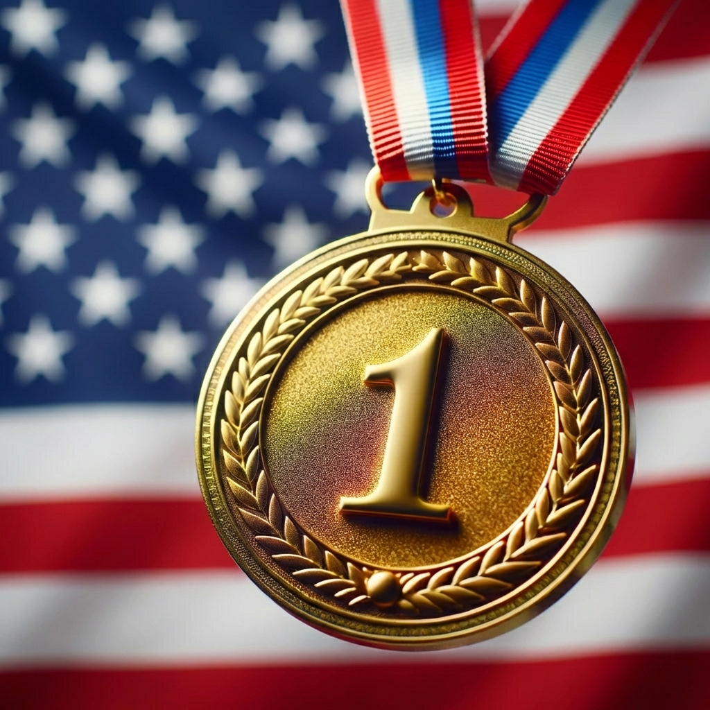 L'immagine di una medaglia d'oro con il numero 1