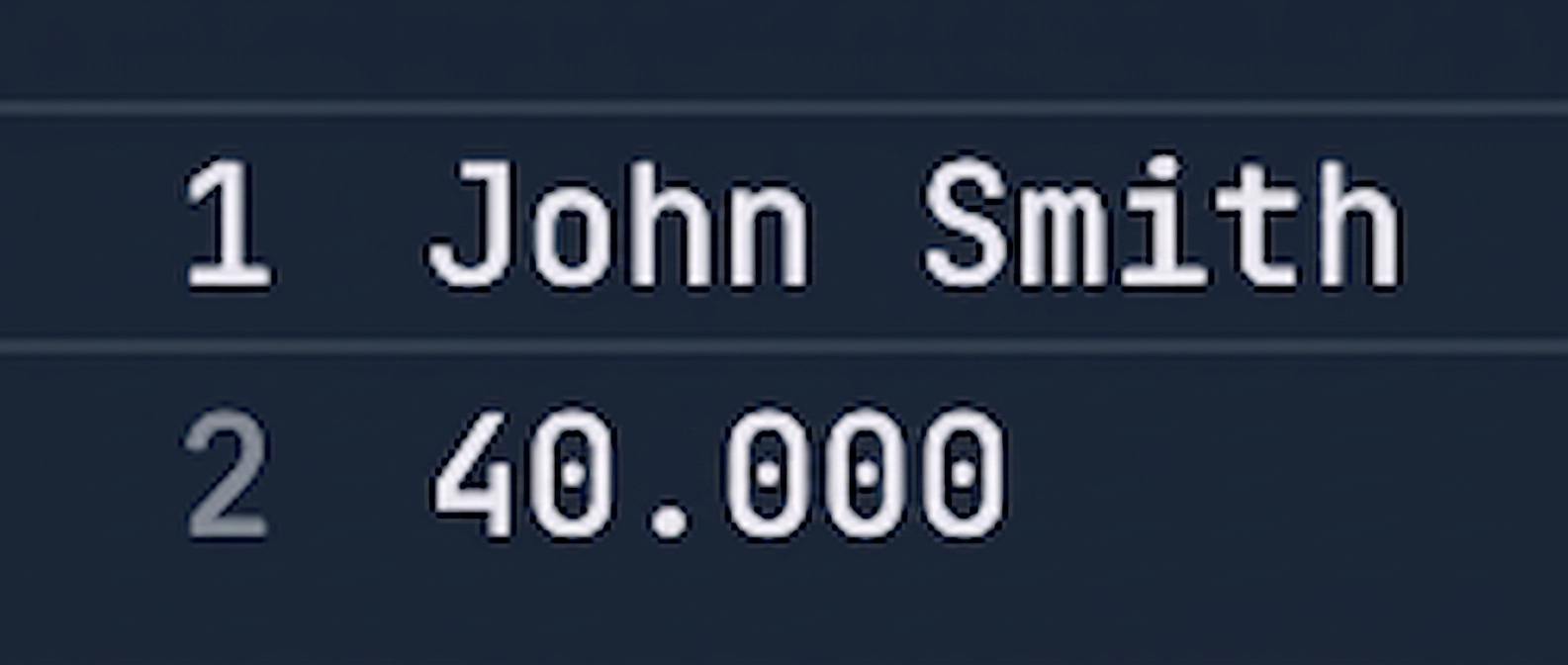 File di testo contenente il nome John Smith e lo stipendio 40000
