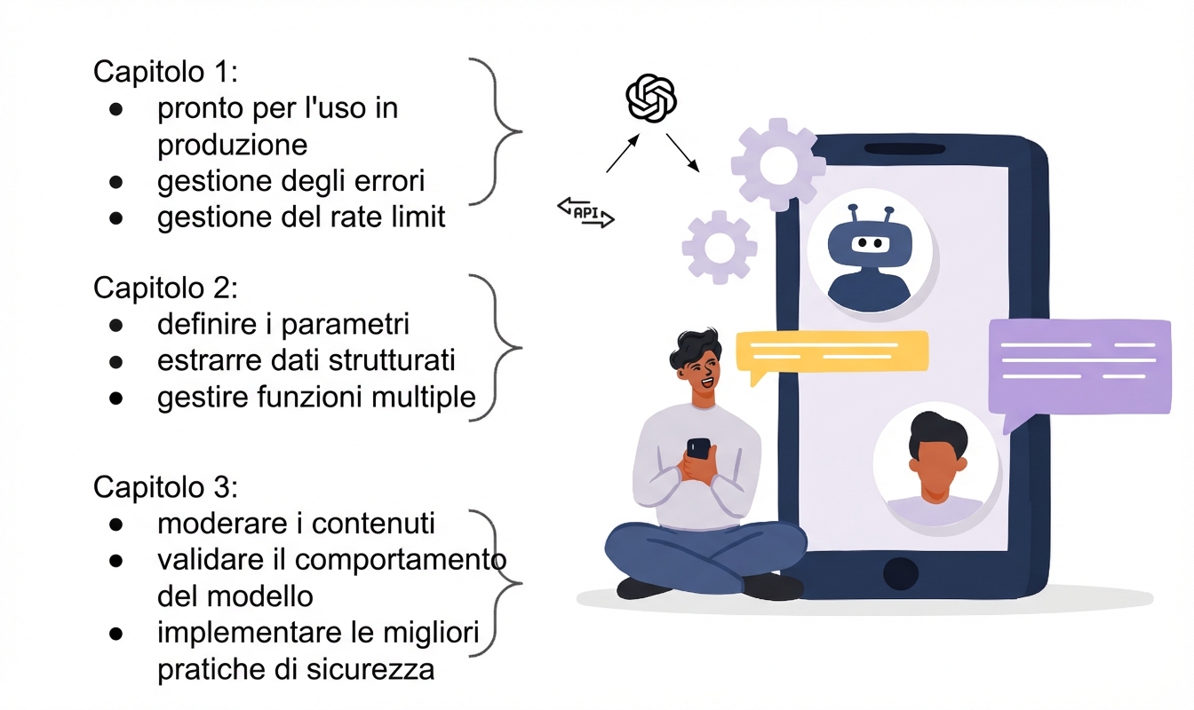 Illustrazione di un utente di un'app AI creata con l'API di OpenAI