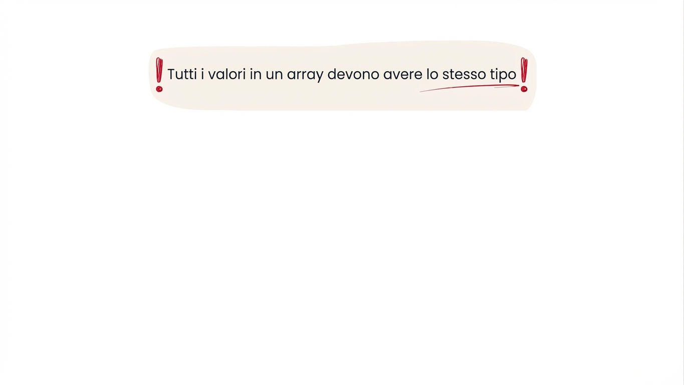 Tutti i valori in un array devono avere lo stesso tipo