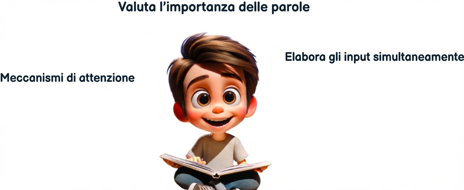 Illustrazione di un ragazzo che legge contento