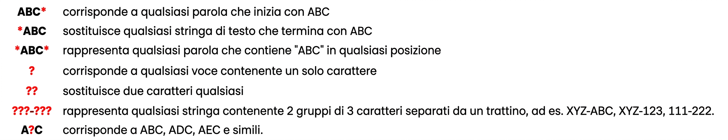 Example of several wildcards