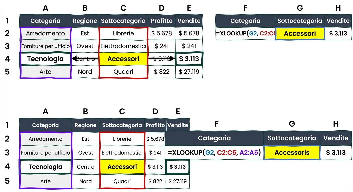 Esempio della funzione XLOOKUP