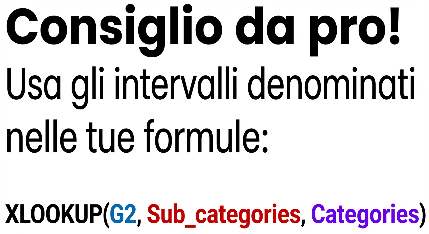 Funzione XLOOKUP con intervalli con nome