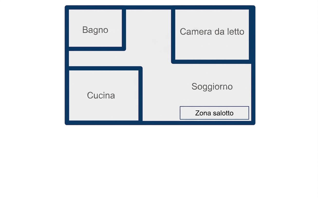 Planimetria rettangolare di un monolocale