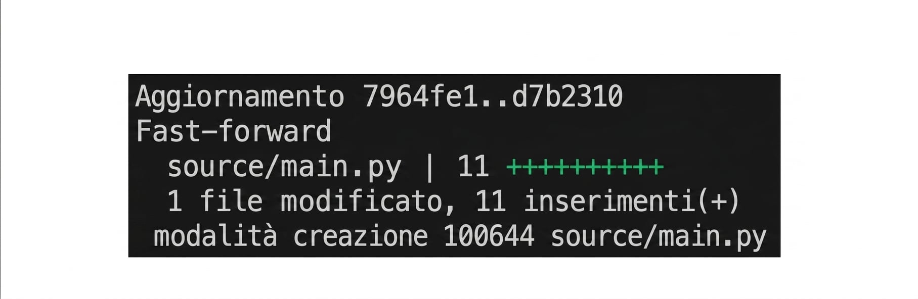 Output del comando git merge