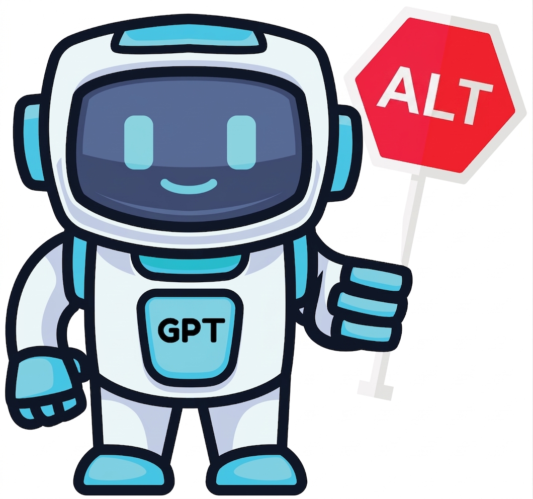 Robot GPT che tiene un segnale di stop