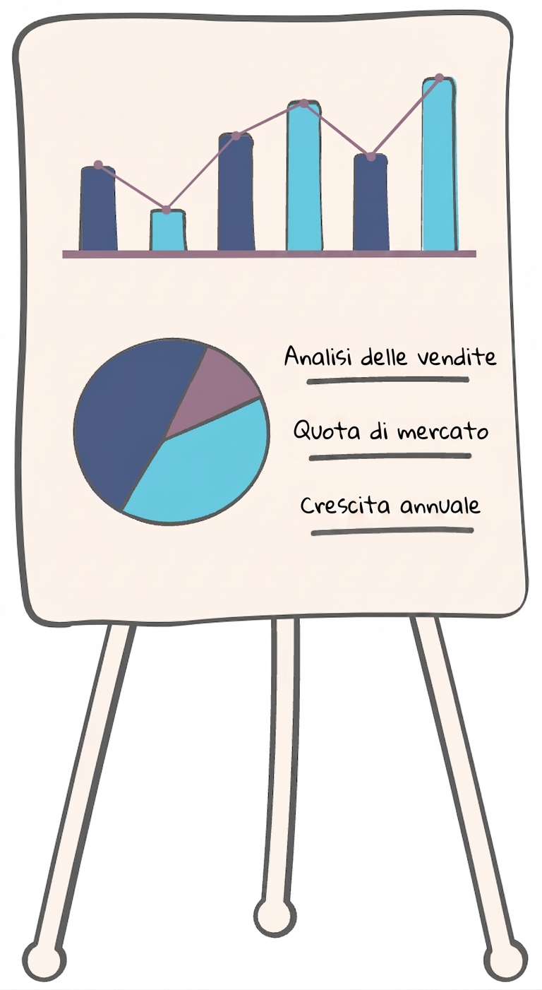Leggio per presentazioni con vari grafici