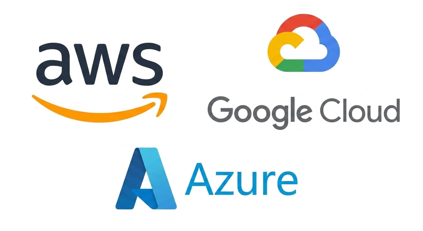 Loghi dei cloud provider AWS, GCP e Azure