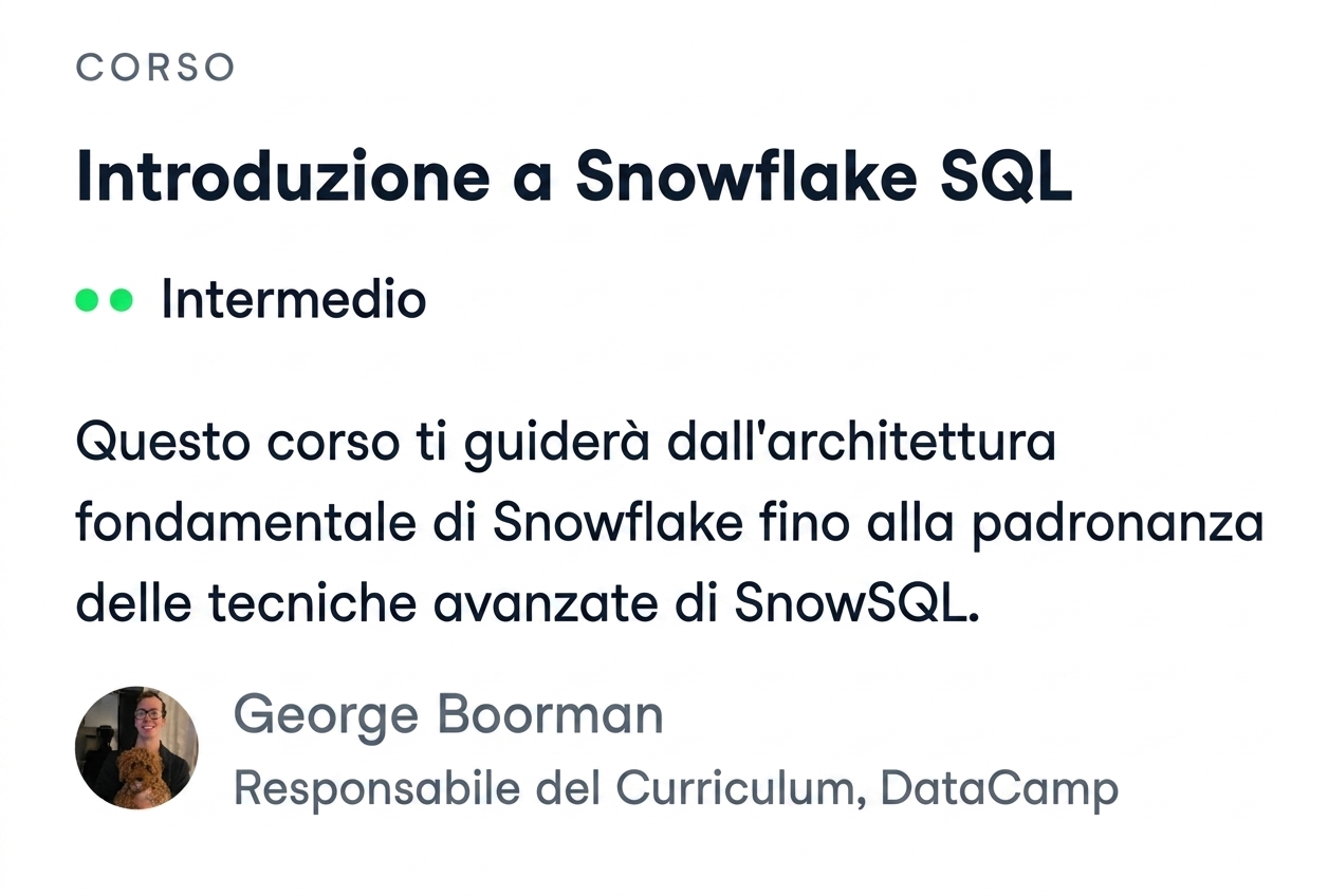 Screenshot del corso Introduzione a Snowflake SQL di DataCamp