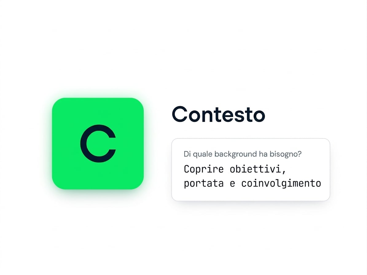 La tessera Context del framework GCSE con un breve esempio di prompt