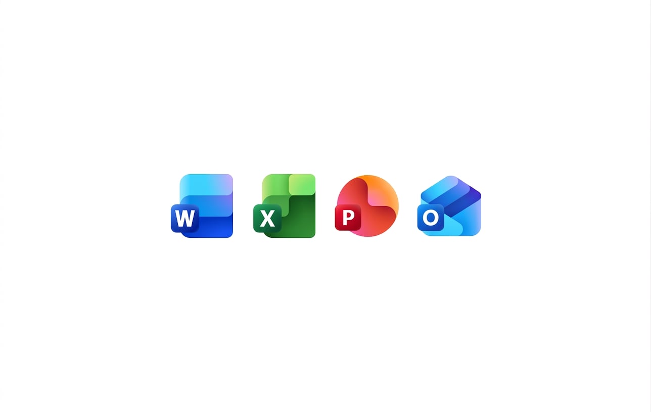 Le quattro icone delle app trattate nel capitolo: Word, Excel, PowerPoint e Outlook