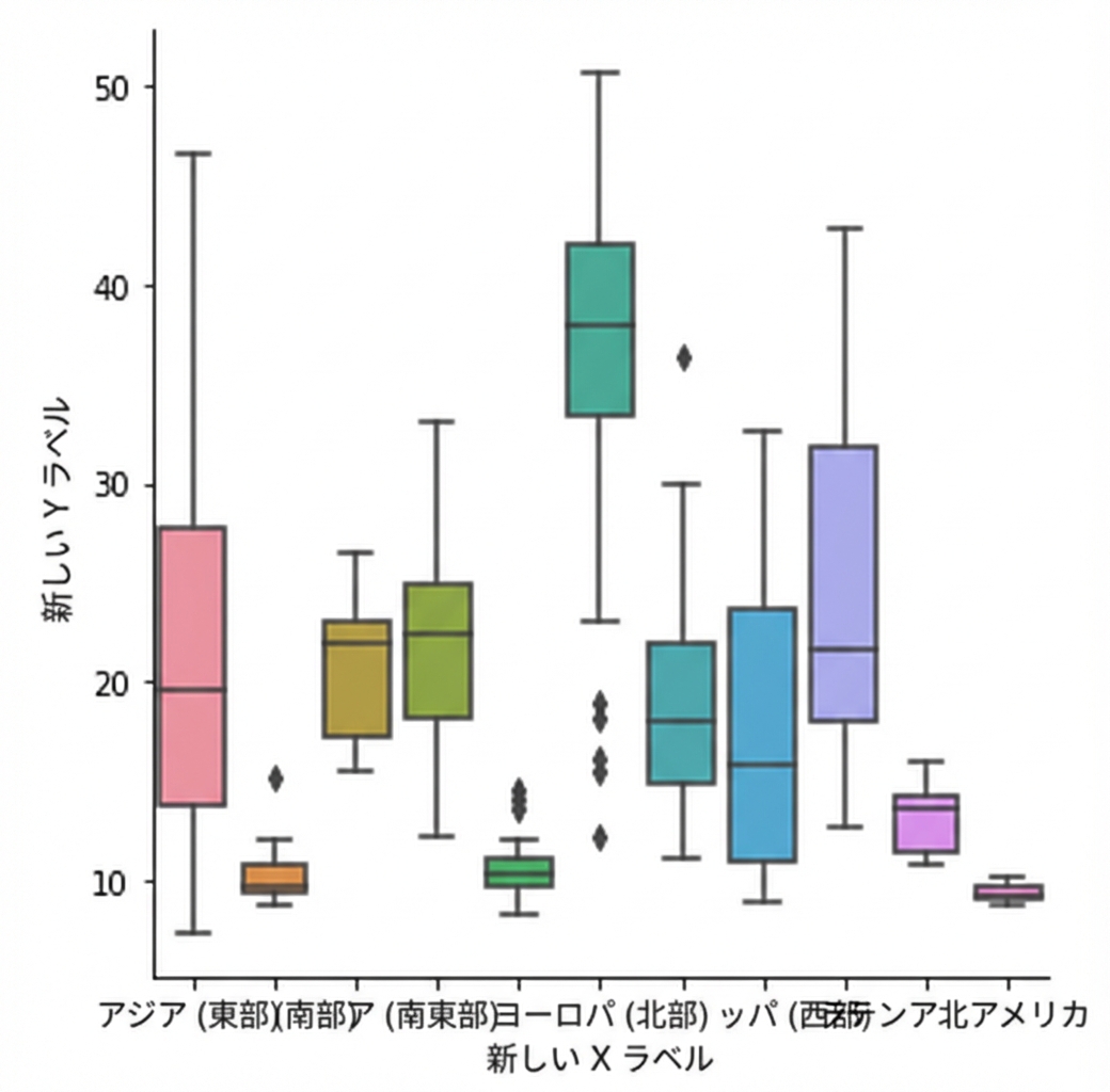 軸ラベル付きの出生率の箱ひげ図