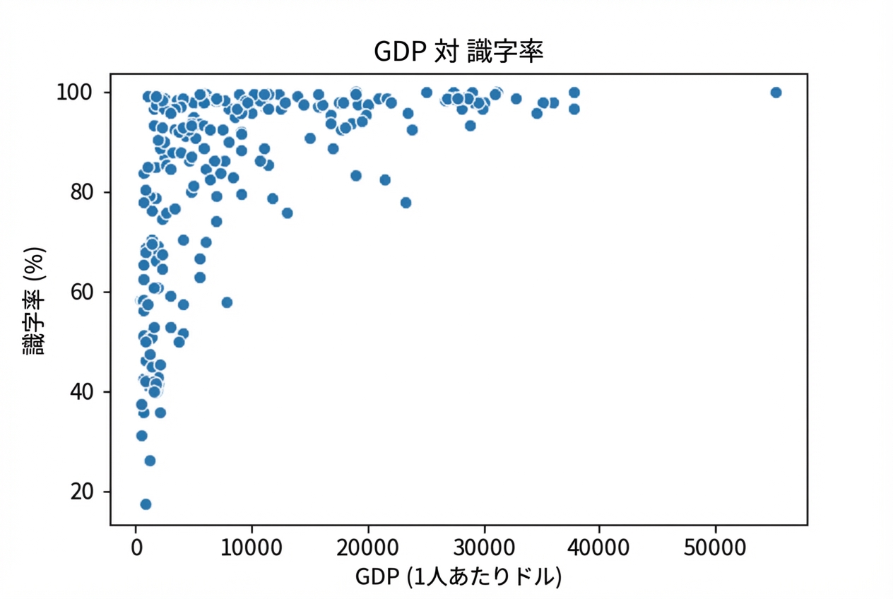 GDP と識字率の散布図