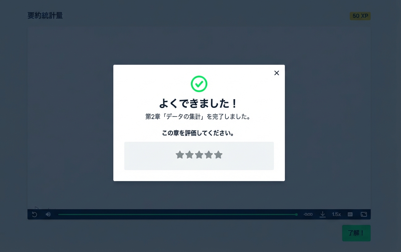 DataCamp の評価画面のチャプター評価
