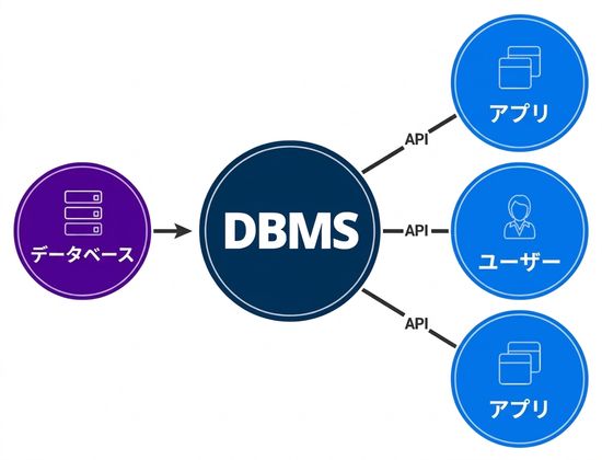 Diagram of DBMS interface between database and end users