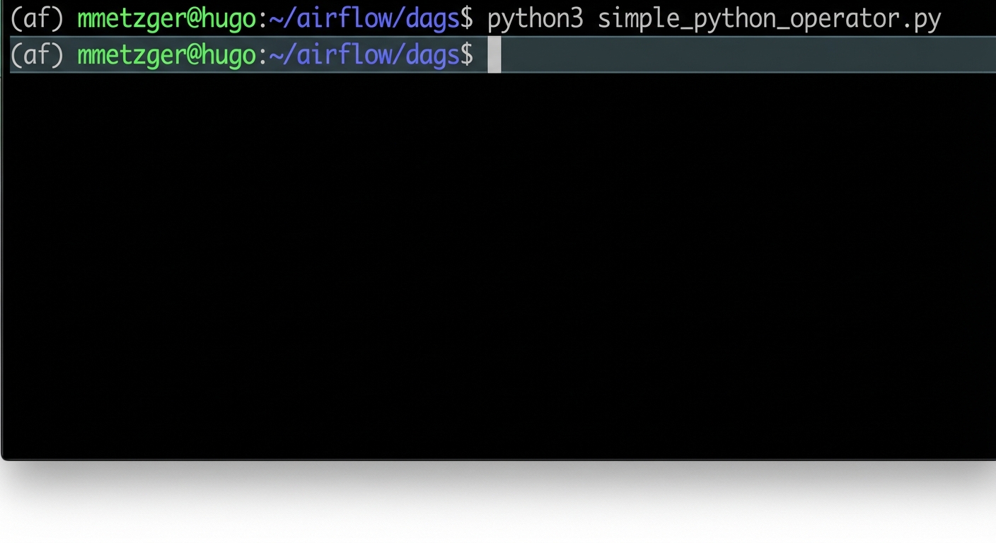 python3でDAGファイルを実行してエラーなしでプロンプトに戻るターミナル表示