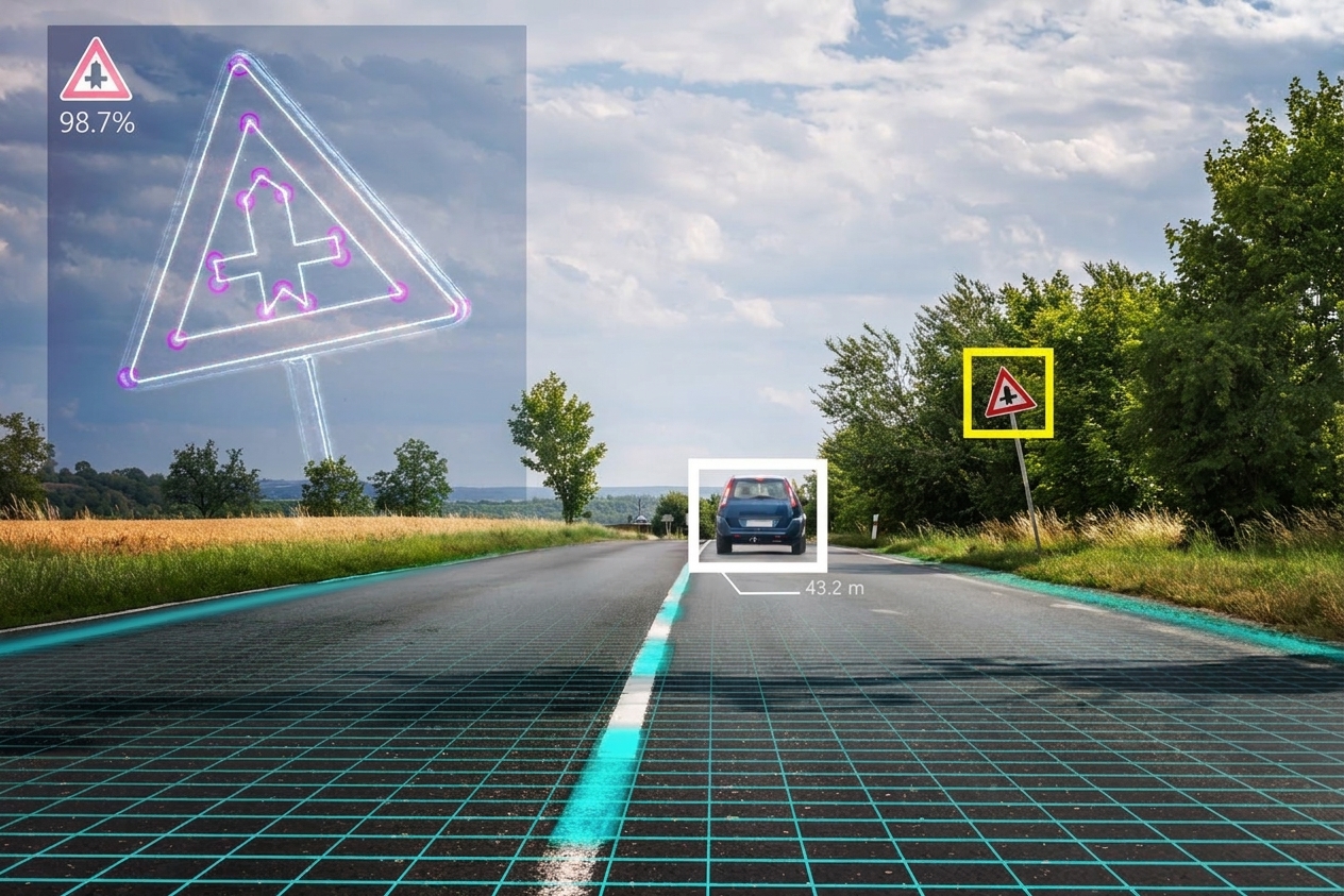 Example of image recognition for a self-driving car