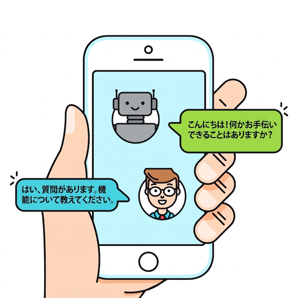 Man chatting with chat bot on smartphone