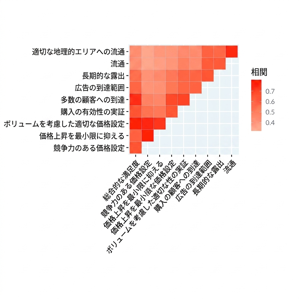 Correlation heatmap of product satisfaction survey