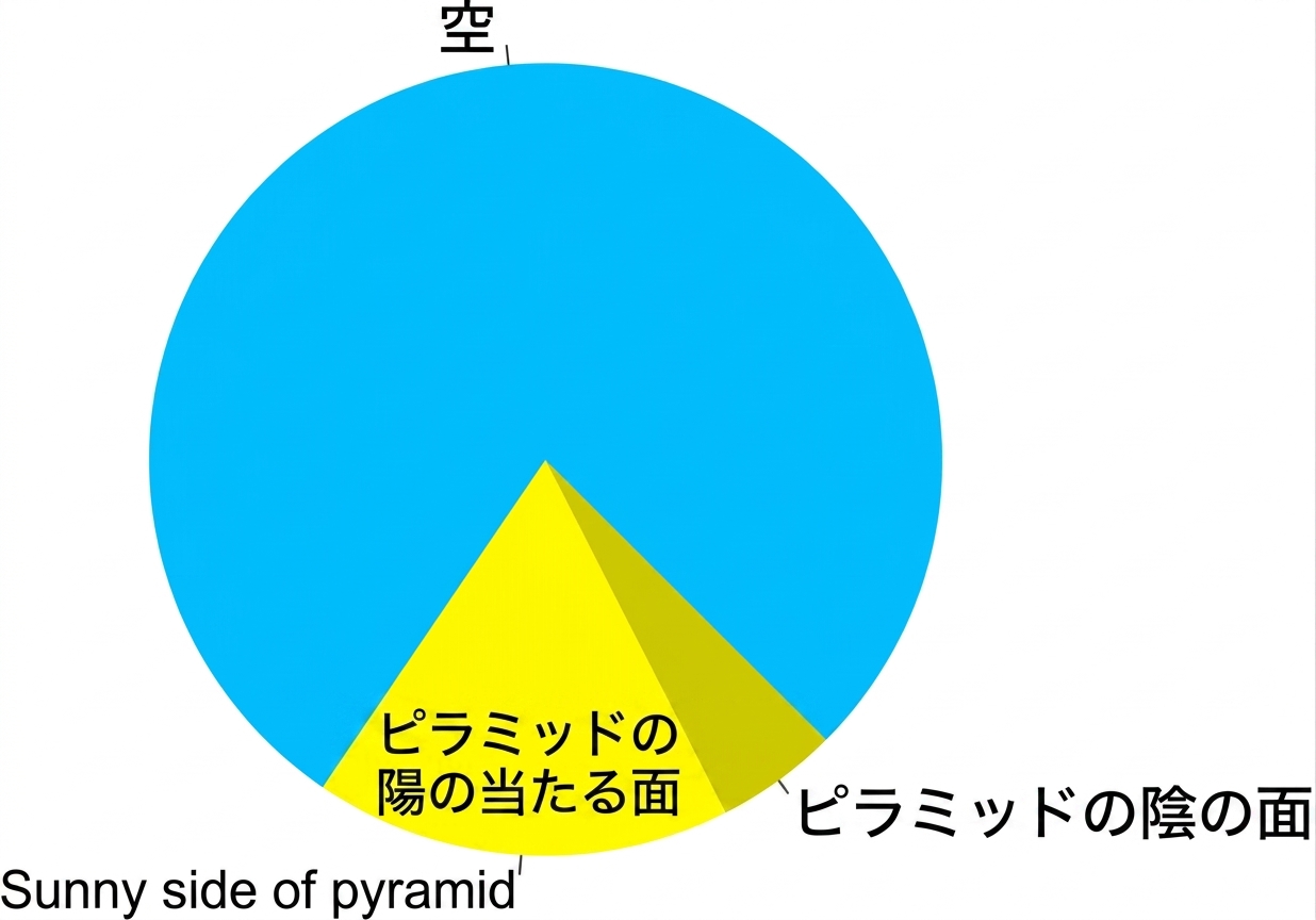 Pie plot showing a pyramid and the sky