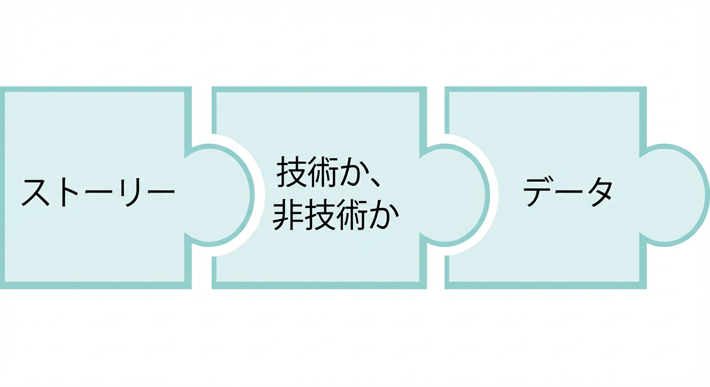 「データ」という文字が入ったパズルのピース