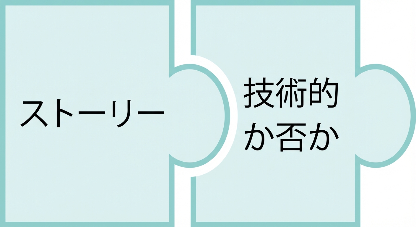 「テクノ・非技術」という文字が入ったパズルのピース