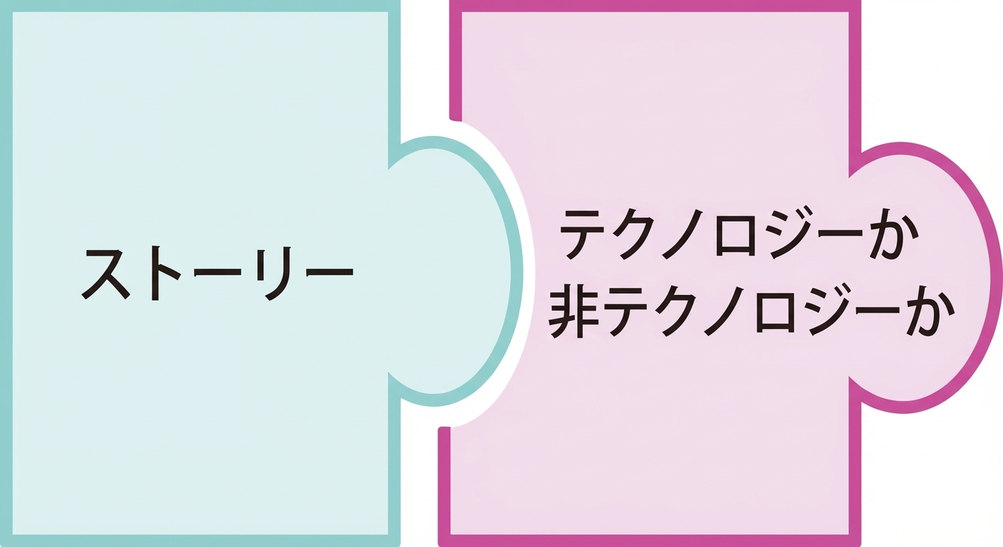 技術者・非技術者の文字が入ったパズルのピース