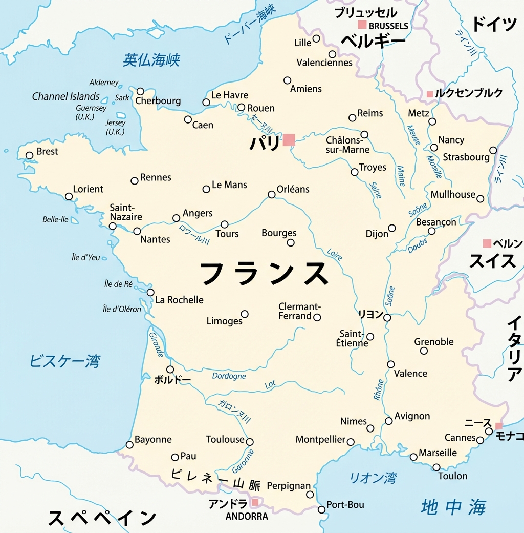 フランスの地図。