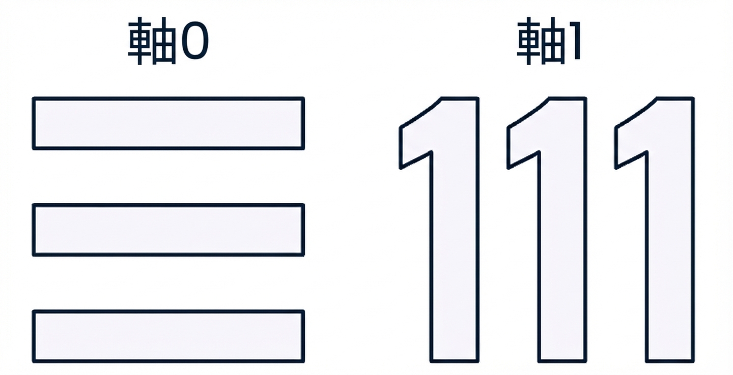 数字の1が列の形に見えることを示す図