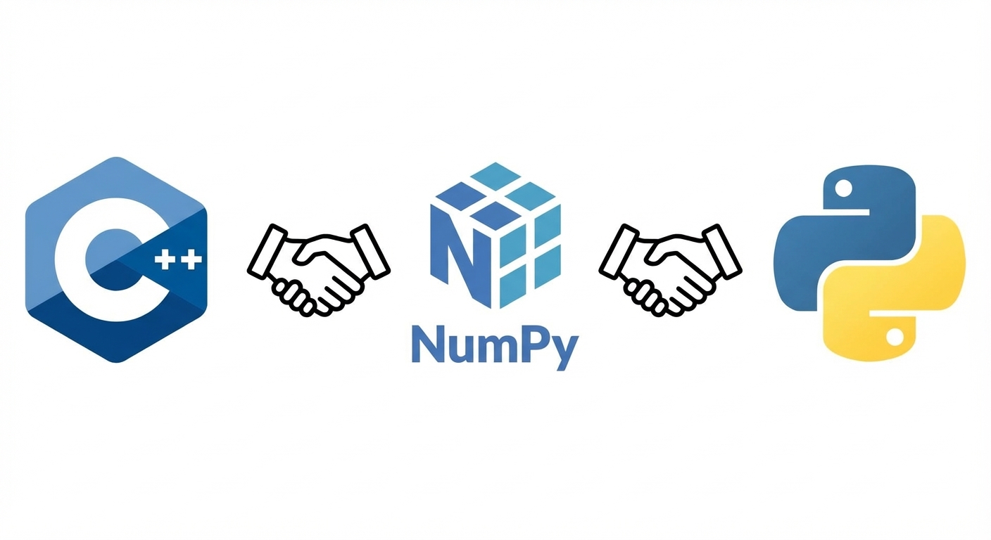 NumPy、Python、Cのロゴ