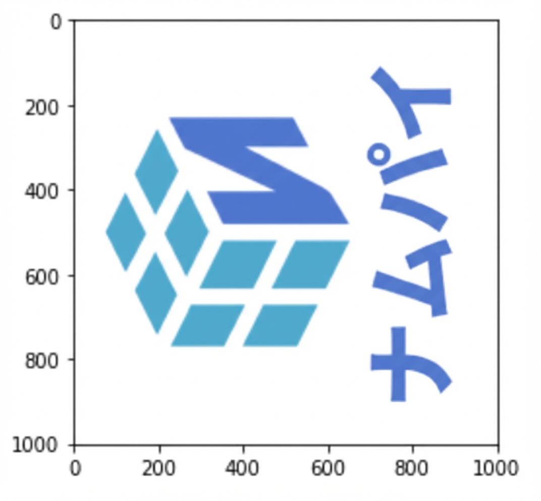 行と列を転置し、鏡像かつ横向きになった NumPy ロゴ