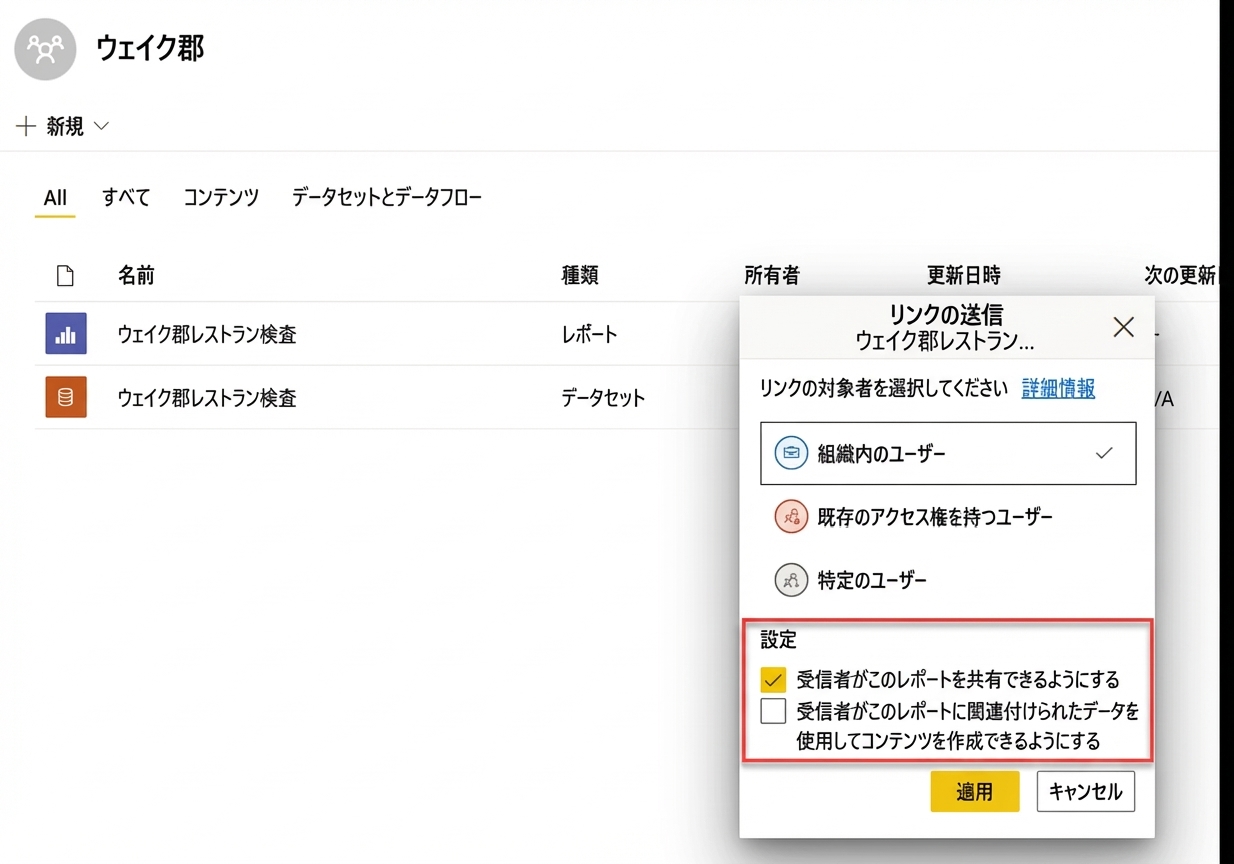 リンクを共有してユーザーに権限を付与する。