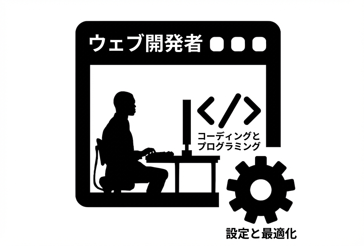 コンピュータの前の人物の図