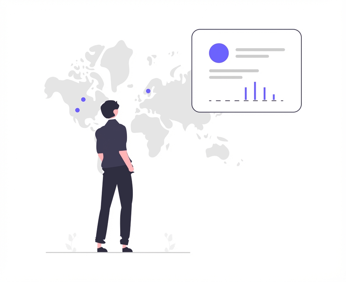 データを見ている人物のイラスト