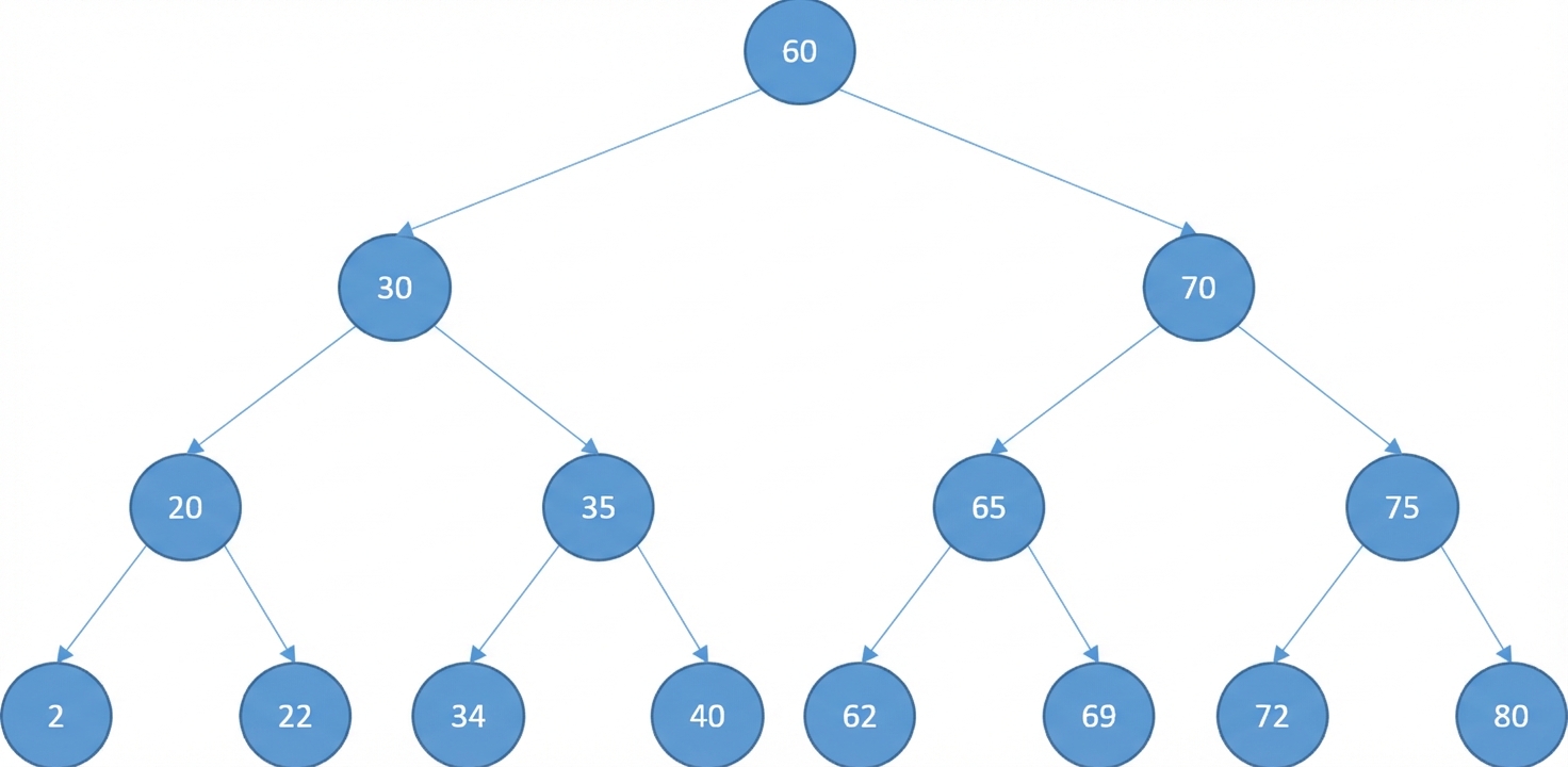 二分探索木の模式図。