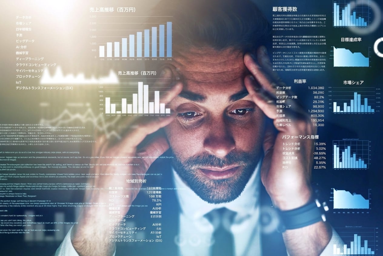 Man overwhelmed by data