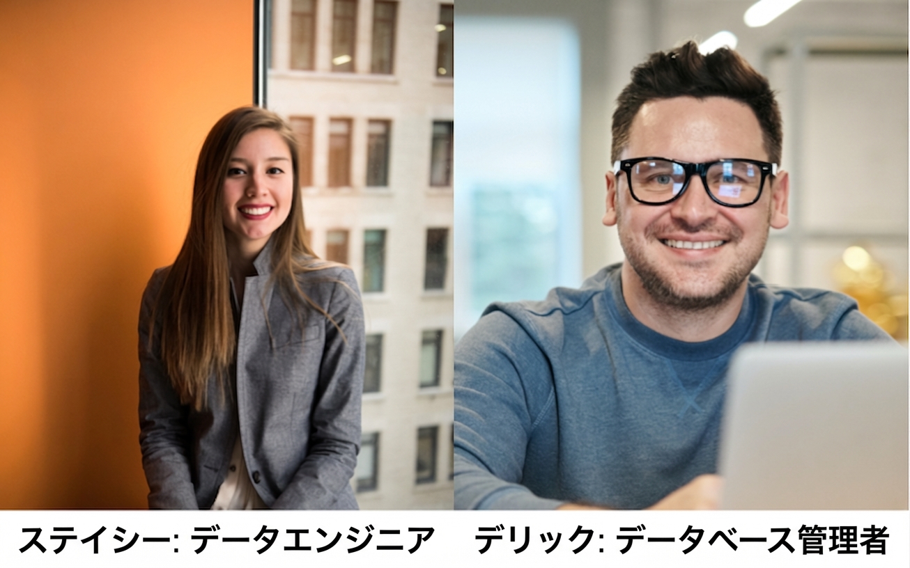 StacyとDerrickという名前の女性と男性