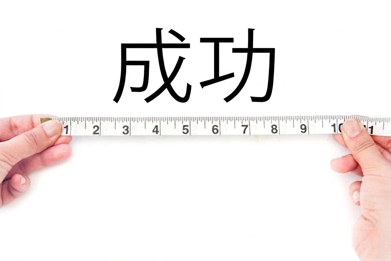 「成功」という文字とものさしのイメージ