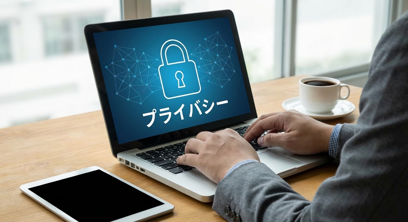 プライバシースクリーン付きでノートPCを操作