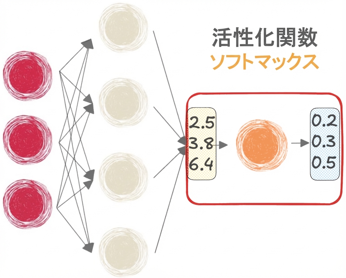 ソフトマックス関数を用いたニューラルネットワーク