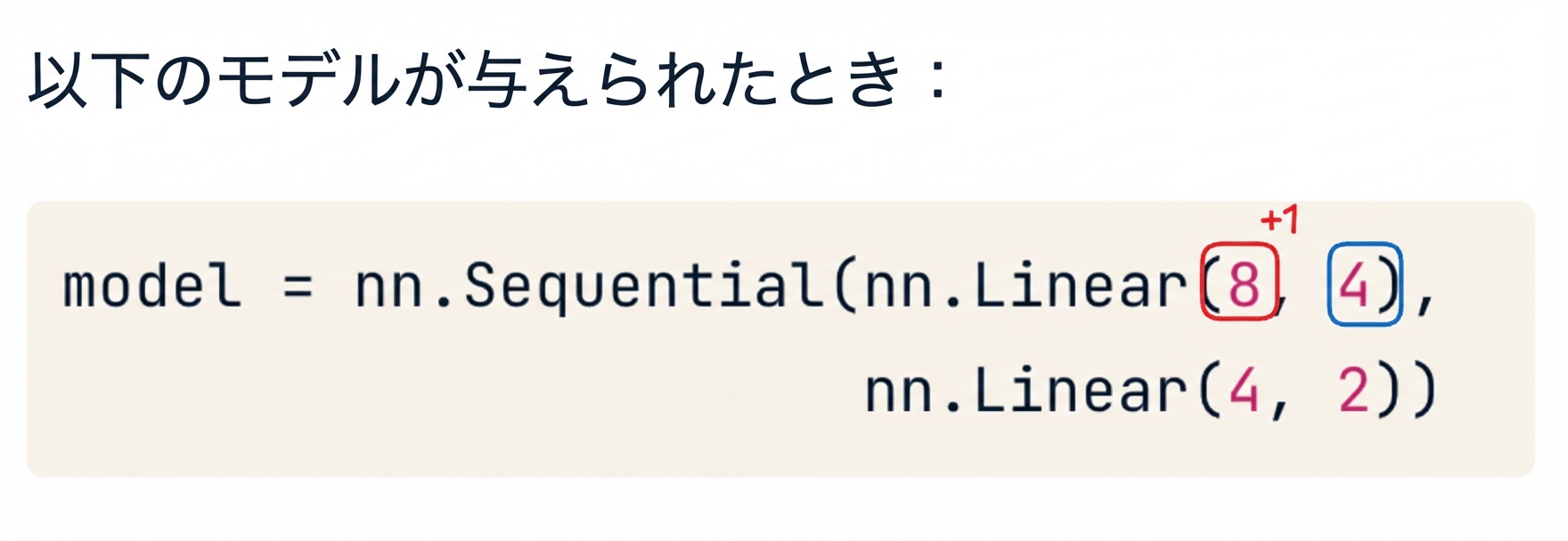 2層ネットワークのコードブロック