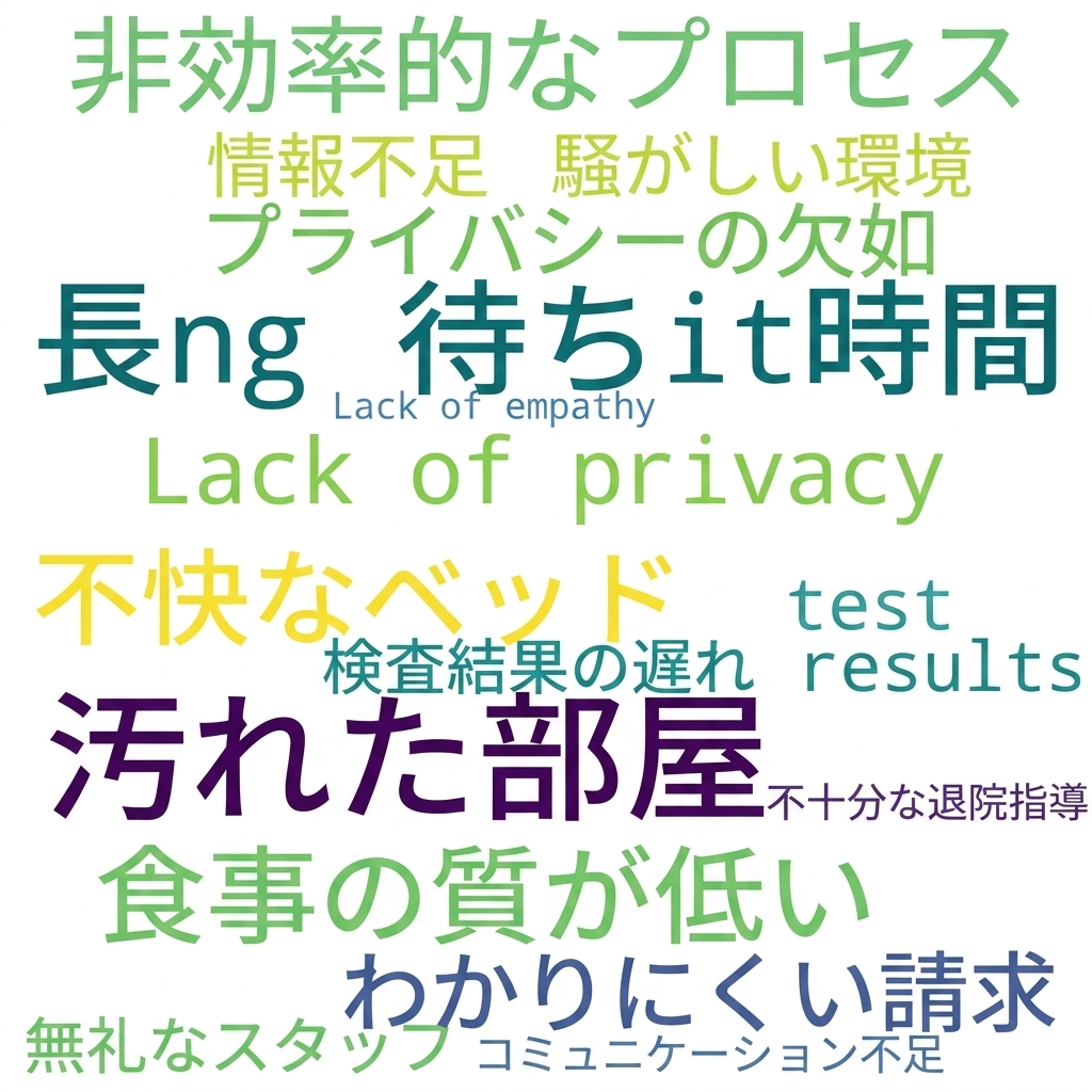 Word cloud with patient complaints