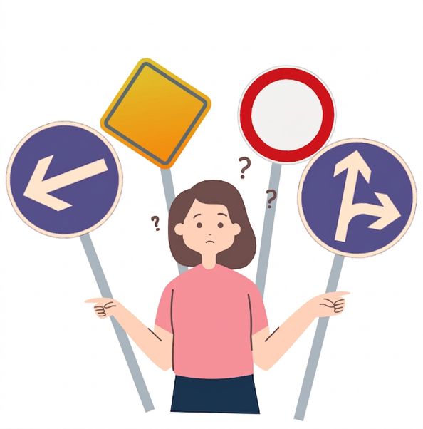 Woman making a decision when looking at different paths.