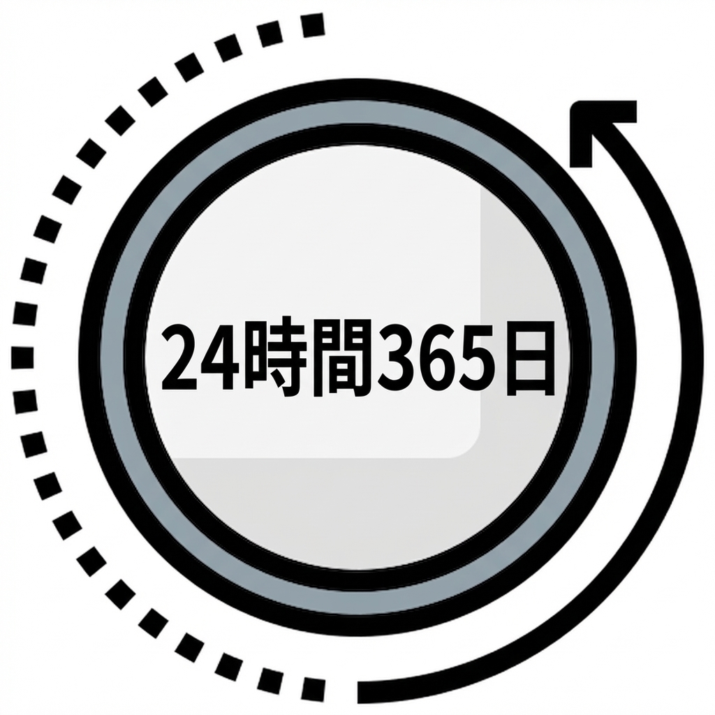 24時間365日の可用性を示すループのイラスト。