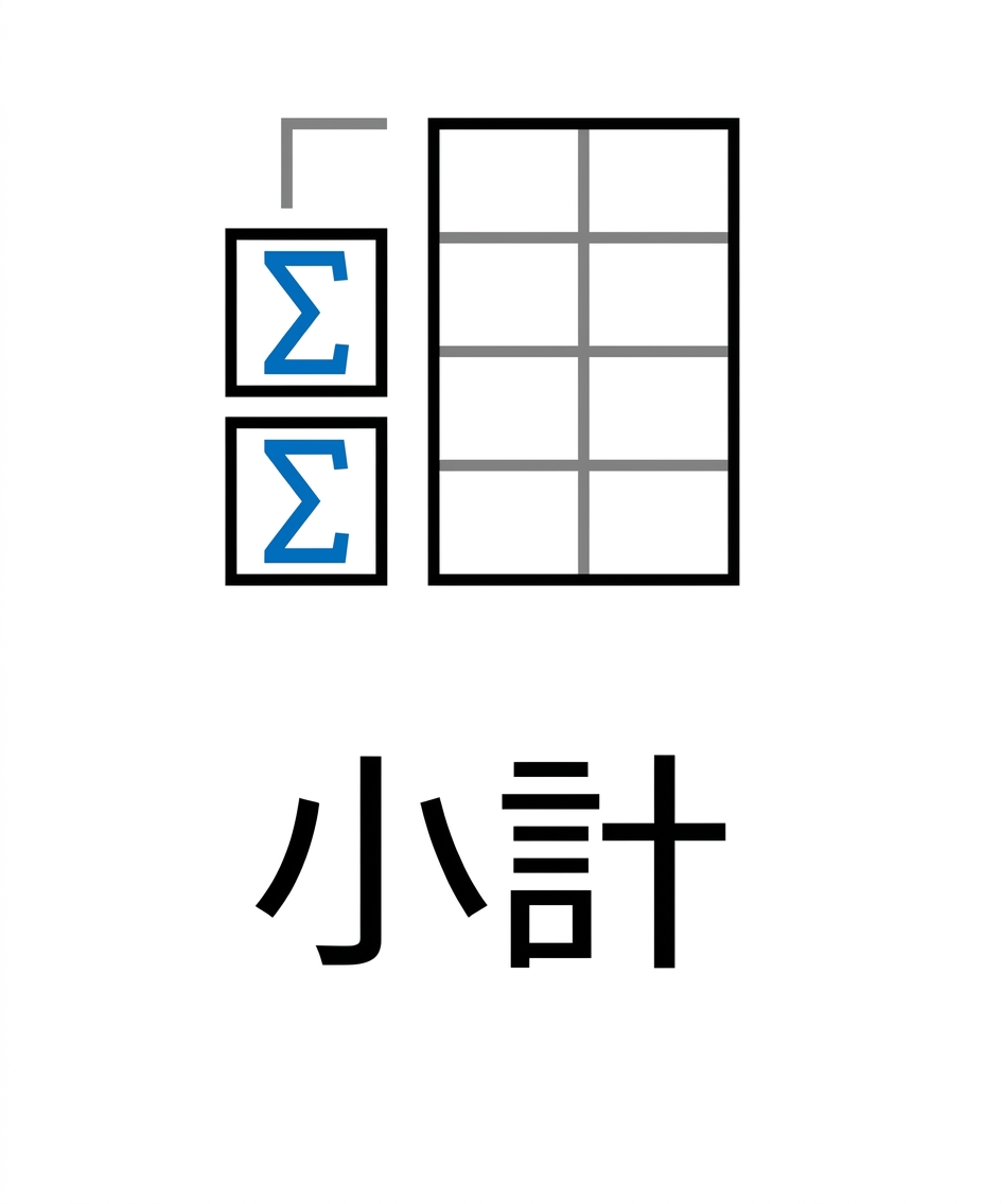 Excel にある「小計」ボタンの画像。