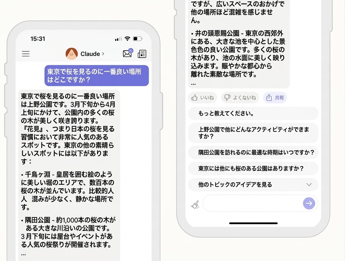 Anthropic の Claude チャットボットとの会話のスクリーンショット