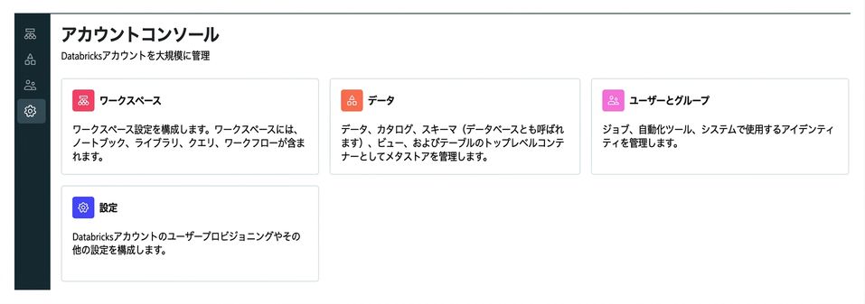 アカウントコンソールのスクリーンショット